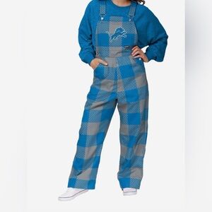 NFL Detroit Lions Blue and Gray Checkered Women's Overhauls